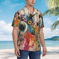 thumbnail image 2 of KLL Men's Hawaiian Shirt Short Sleeve Button Down Beach Shirts-Abstract Colorful Dripping Circles, 2 of 5