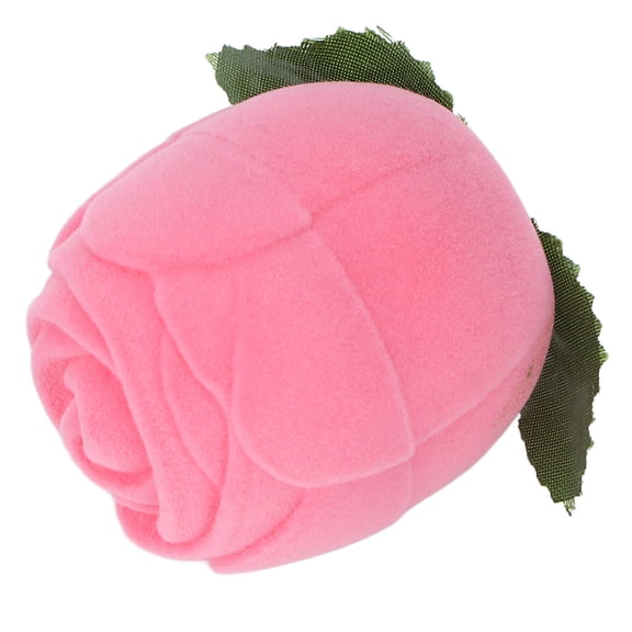 Riousery Pink Rose Ring Box Mini Jewelry Storage Case & Velvet Earrings Holder Organizer for Romantic Engagement Wedding Proposal Gift, 1.6 inches / 4.1 cm