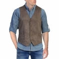 thumbnail image 2 of LODIENY Mens 5 Button Faux Suede Vest with Pockets Retro Regular Fit Casual Waistcoat for Prom Husband Gift Daily Wear Gray XL, 2 of 5