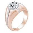 thumbnail image 2 of AFFY 1.19 Carat(Cttw) Round White Natural Diamond Two Tone Men's Solitaire Wedding Band Ring In 14k Solid Rose Gold Ring Size-14, 2 of 3
