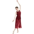 thumbnail image 5 of IBTOM CASTLE Women Lyrical Dance Dress Modern Contemporary Dancewear Backless Tulle Skirt L Wine Red, 5 of 8
