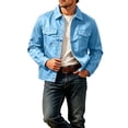 thumbnail image 5 of YUGYXL Men's Lapel Button down Casual Jackets Loose Fashion Fall Jackets | Breathable Stretch Slim Fit Trucker Sky Blue Jackets, 5 of 5