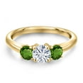 thumbnail image 3 of Gem Stone King 10K Yellow Gold Forever One DEF Moissanite From Charles & Colvard and Green Tourmaline Engagement Ring for Women | 1.00 Cttw | Round 5MM | Gemstone Birthstone | Size 5, 3 of 7