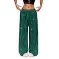 thumbnail image 4 of LRen Womens Straight Leg Sequin Pants Elastic High Waisted Bling Glitter Carnival Dance Pants Mardi Gras Night Out Clubwear Trousers, 4 of 9