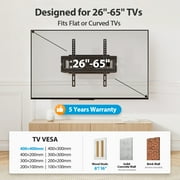MountFTV Full Motion TV Wall Mount for 26-65 inch TVs Holds up to 110 lbs Swivels Tilts Extension Leveling, Max 400 x 400mm, Fits 8/12/16 Wood Stud