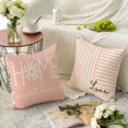 thumbnail image 4 of Hello Sunshine Pink Throw Pillow Covers, 18 x 18 Inch Home Sweet Home Daisy Stripes Cushion Case for Sofa Couch Set of 4, 4 of 6