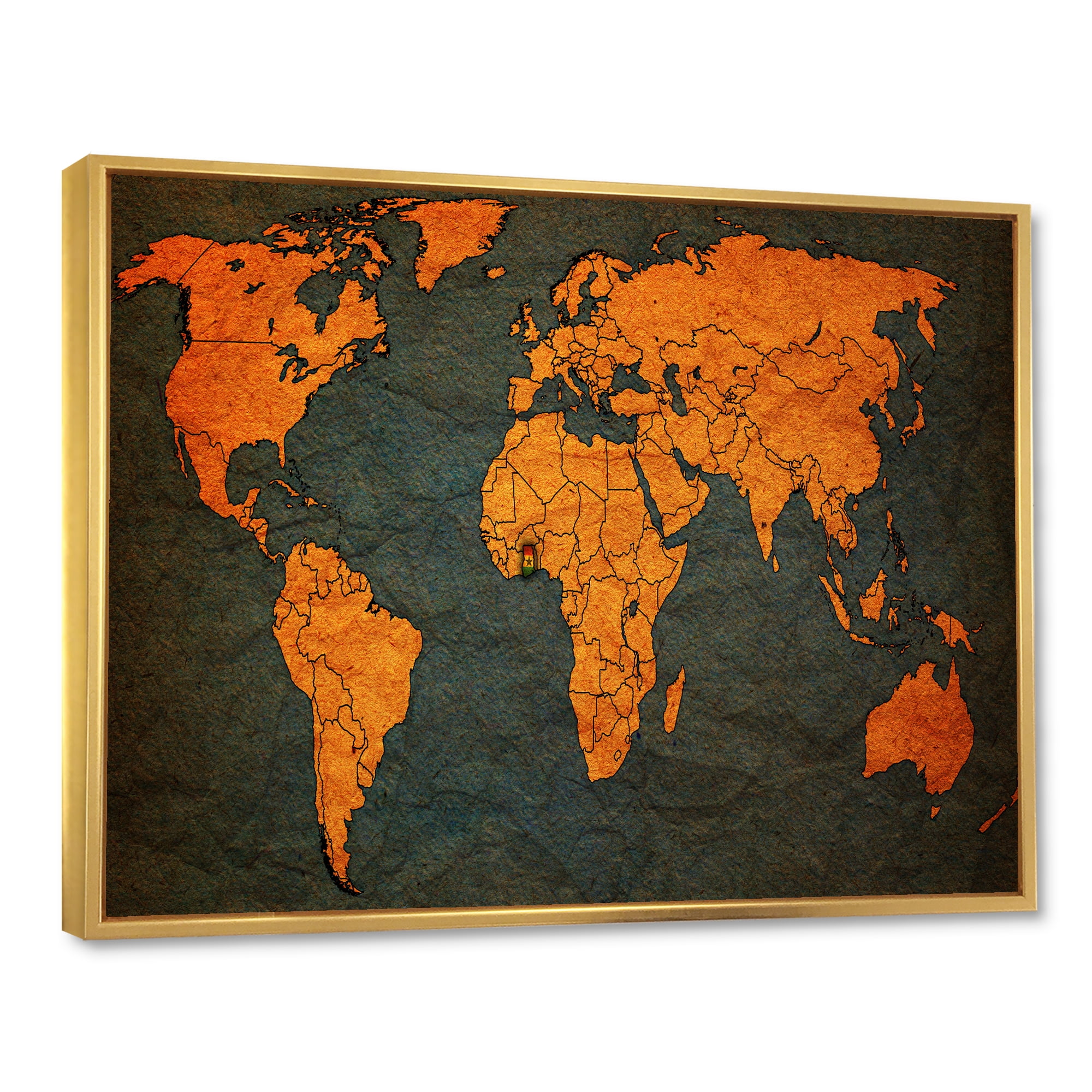 Designart 'Ancient World Map of Africa' Vintage Framed Canvas Wall Art Print