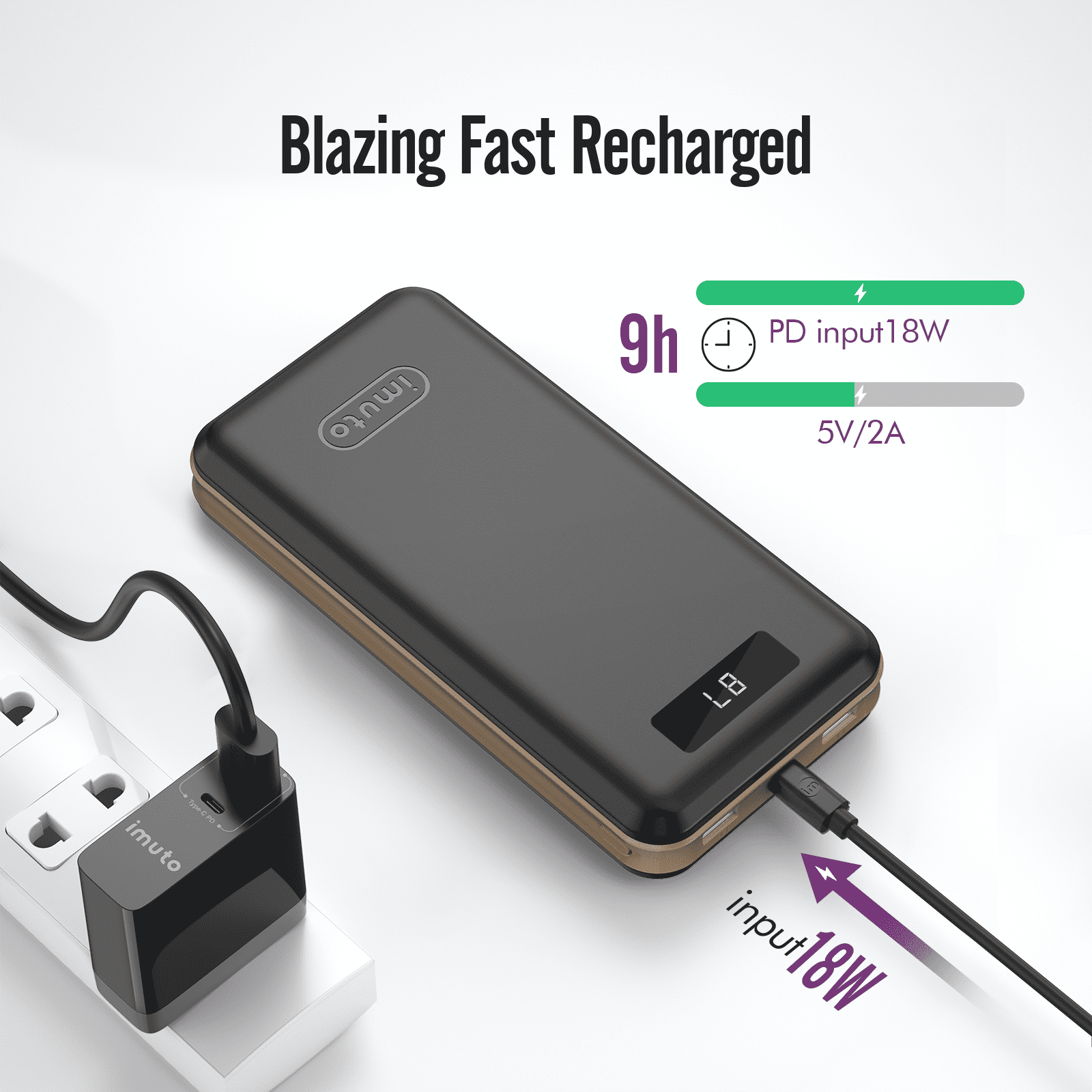 imuto portable charger 30000mah