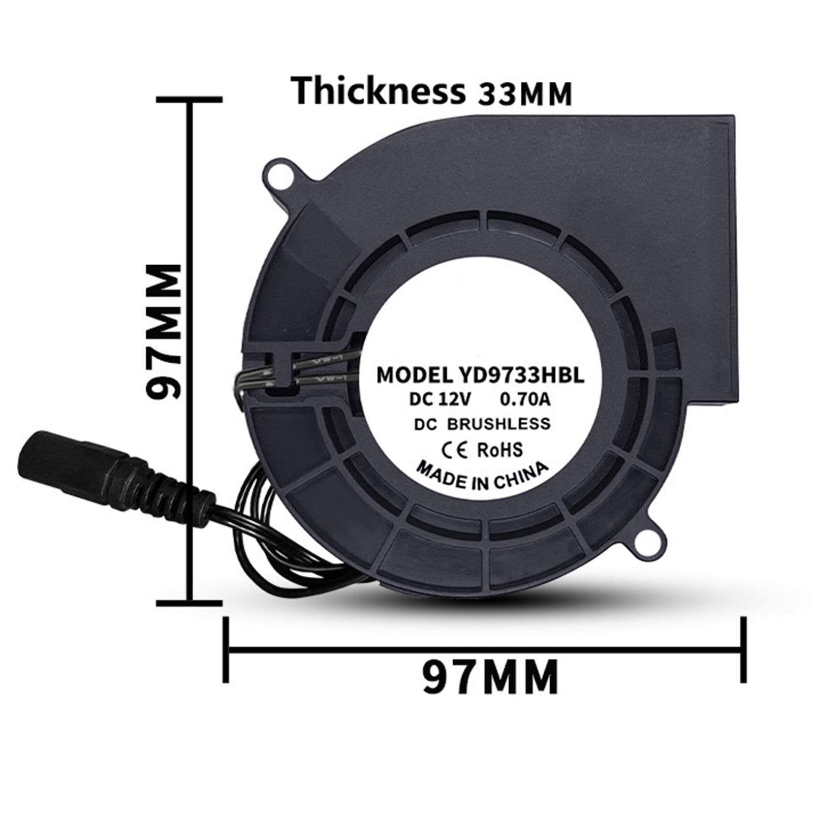 Multipurpose 12V Brushless Blower Fan 97mm Bearing Centrifugal Fan for Barbecue Fireplaces Stove Ventilation