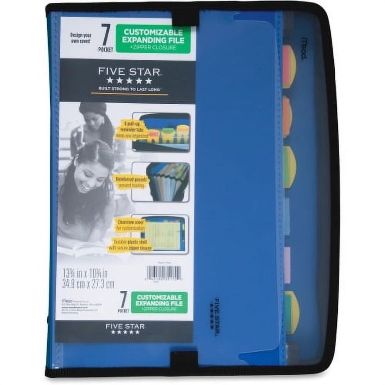 Five Star Sturdy 7-Pocket Expanding File with Colorful Tabs, 8 1/2