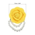 thumbnail image 2 of Fabric Camellia Flower Brooch Pearl Pins Bracelet Dual Use for Women Yellow, 2 of 7
