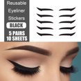 thumbnail image 3 of Adhesivos Temporales de Línea de Párpado con Brillo Plateado, 5 Pares en Negro, Ideal para Maquillaje Diario y Eventos Nocturnos, 3 of 7