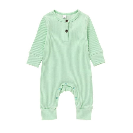 

TheFound Unisex Newborn Baby Infant Boy Girl Solid Romper Clothes Ribbed Long Sleeve Jumpsuit One Piece Outfits