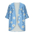 thumbnail image 4 of UPPADA Women's Fashionable Floral Print Puff Sleeve Kimono Cardigan Loose Plus Size Chiffon Cover up Casual Lightweight Beach Blouse Tops Light Blue,XL, 4 of 6