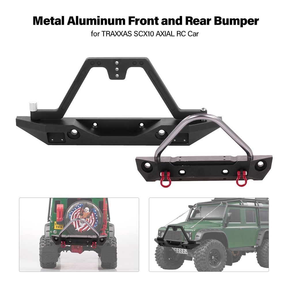 Metal RC Car Rear Bumper with Spare Tire Rack & a Tire for 1/10 Axial SCX10 