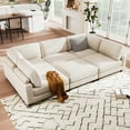 thumbnail image 2 of Modular Sectional Sofa, Oversized U Shaped 6-Seater Couch with Ottoman, Extra Deep Seat, Detachable Cushion, Rubber Wood Legs & Pillows, Reversible Sleeper Chaise Bed for Living Room, Office, Beige, 2 of 9