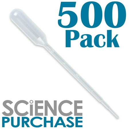 500 Pack Plastic Transfer Pipettes, Graduated to 1mL, 0.25mL Graduation