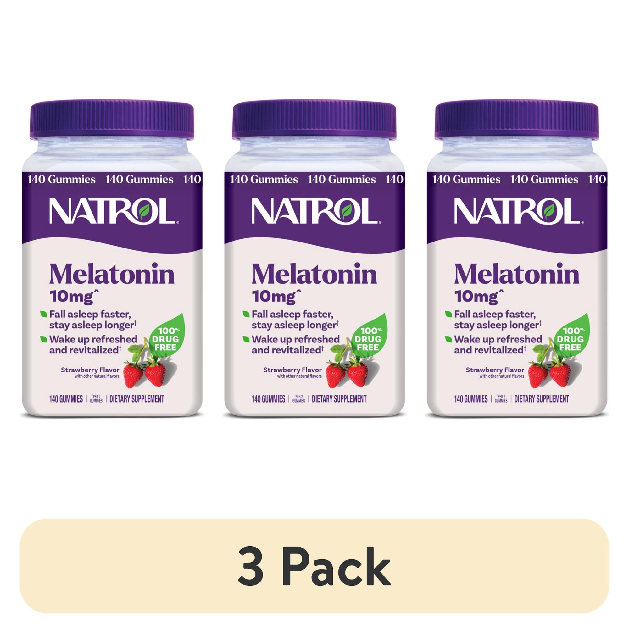 (3 pack) Natrol® Melatonin Gummies, Sleep Support for Adults, Strawberry Flavor, 10mg, 140 Count