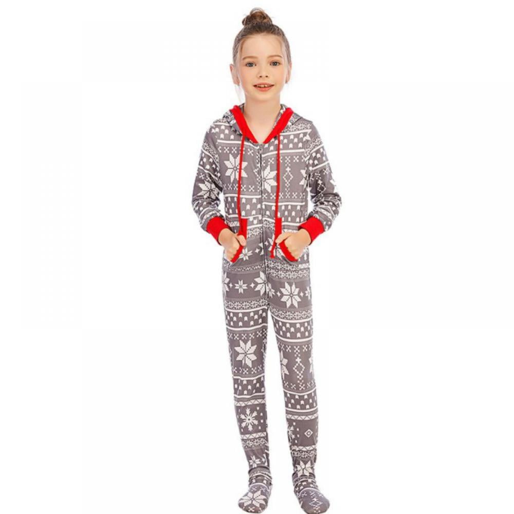 GYRATEDREAM Christmas Family Matching Pajamas Hooded Zipper Onesies Long Sleeve Couple One Piece Sleepwear with Pockets