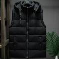 thumbnail image 2 of Men's Winter Loose Thick Down-Cotton Multi-pocket Hooded Vest, Black, Size L, 2 of 4
