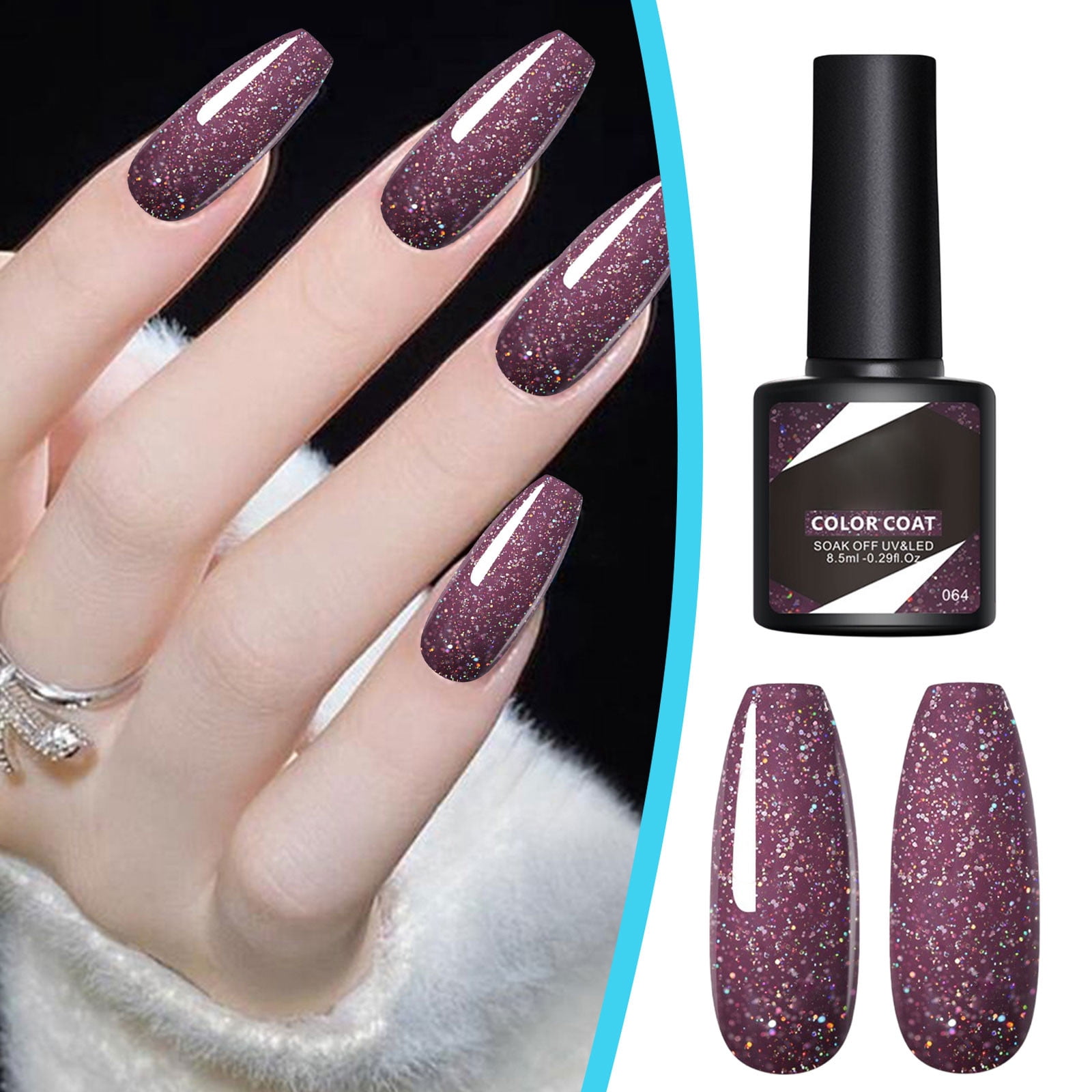 Tarmeek Glitter Nail Polish High End Nail Polish Everyday 1.1 inch 1.2 inch 1Pcs Long Battery Life Adjustable Scratch Resistant Glitter Nail Polish High Great for Spring and Daily Life Gift for Women