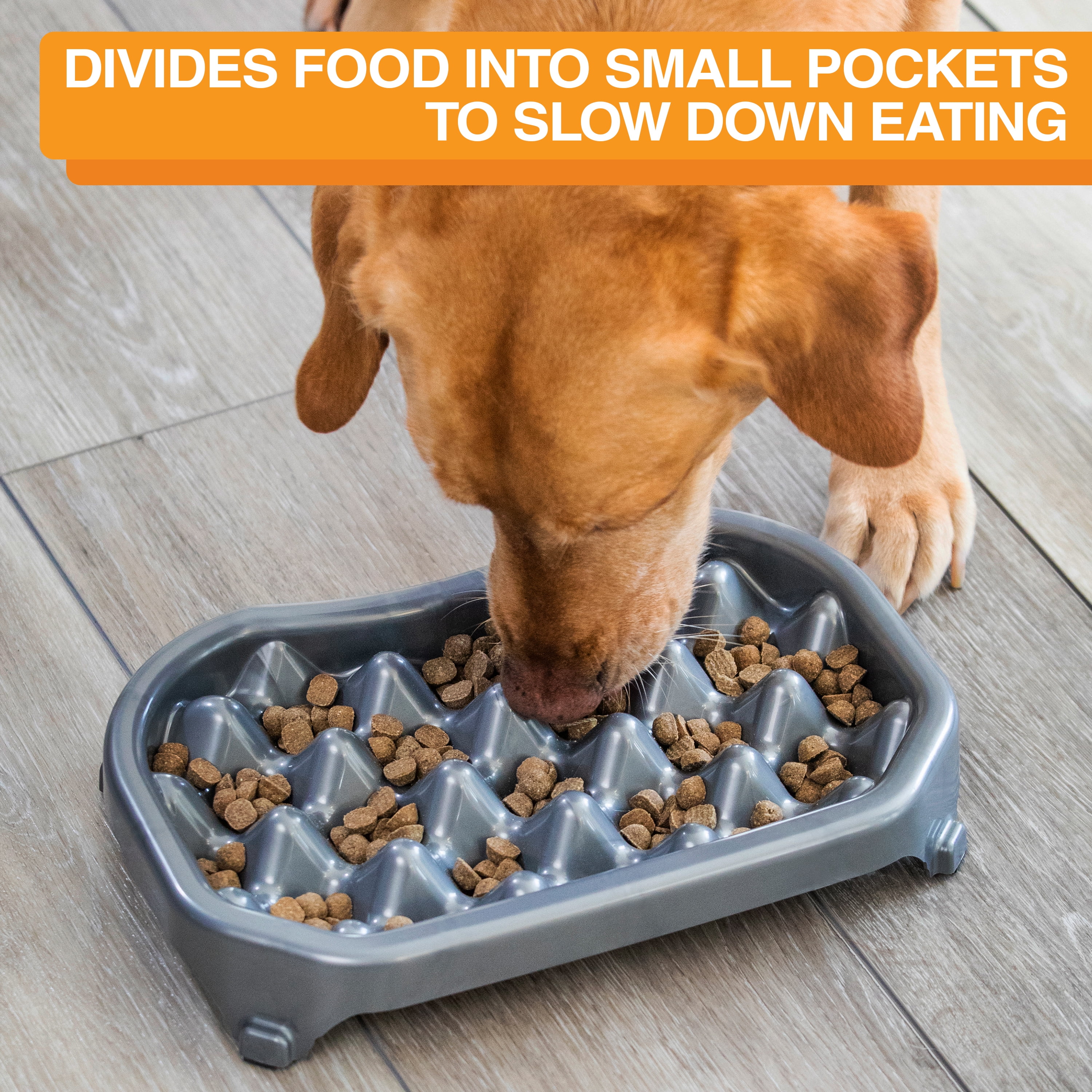 Neater Pets Slow Feeder | 6 Cup Large Gunmetal Grey 7.5 height