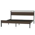 thumbnail image 5 of Llinc Store King Size Metal Bed Frame Black with Walnut wood Headboard&Footboard Metal King Bed Frame with Headboard, 5 of 7