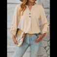 thumbnail image 4 of Camisas Holgadas de Larga Tipo Farol para Mujer, Blusas con Puños Fruncidos para el Trabajo, Blusas de Otoño. Albaricoque L, 4 of 10