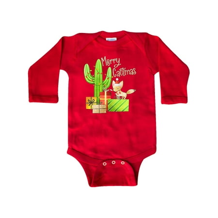 

Inktastic Merry Cactmas Cute Fox Cactus and Christmas Presents Gift Baby Boy or Baby Girl Long Sleeve Bodysuit