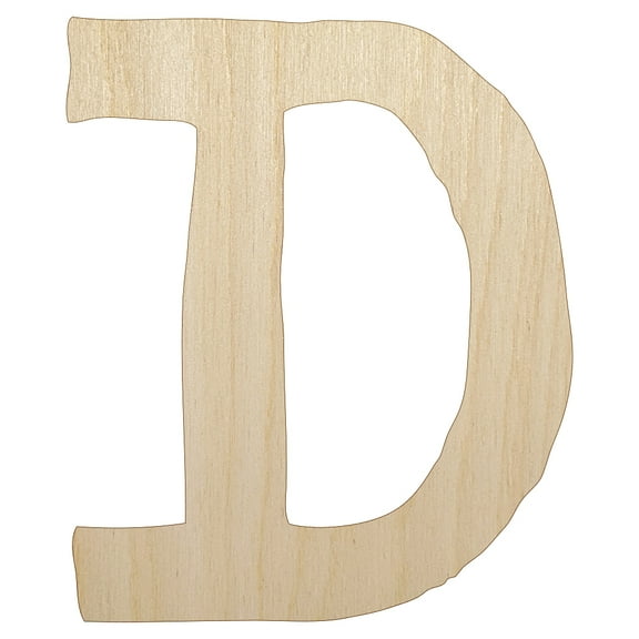 Letter D Uppercase Cute Typewriter Font Wood Shape Unfinished Piece Cutout Craft DIY Projects - 4.70 Inch Size - 1/8 Inch Thick