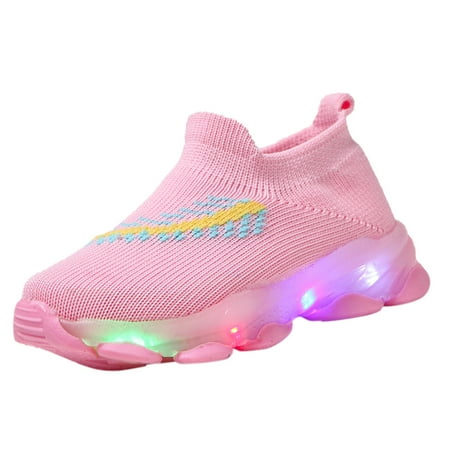 

kpoplk Toddler High Top Sneakers Led Luminous Baby Children Kids Bling Girls Boys Sport Shoes Light Baby Toddler Slippers Boys(Pink)
