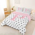 thumbnail image 2 of Manfei Pink Bowtie Letter P Full Size Comforter Sets,Polka Dot ABC Themed Bedding Comforter Set,Pink Reversible,3 Pieces,1 Comforter and 2 Pillowcases, 2 of 7