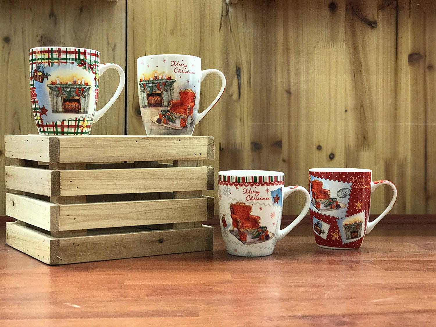 All For You X972 Christmas New Bone China Mug with Christmas Gift Prints, Christmas Tree,... by All For You Home