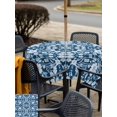 thumbnail image 6 of Square Outdoor Tablecloth with Umbrella Hole Navy Blue Floral Outside Table Cloth Waterproof Patio Table Cover Vintage Pastoral Botanical Leaves Zipper Tablecloths for Picnic Party Camping 54x54 Inch, 6 of 8