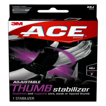 ACE Brand Deluxe Thumb Stabilizer, Adjustable Brace, Black
