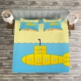 thumbnail image 3 of Ambesonne Yellow Submarine Quilted Bedspread Set 3 Pcs, Sea Creatures, King Size, Blue Yellow Beige, 3 of 3