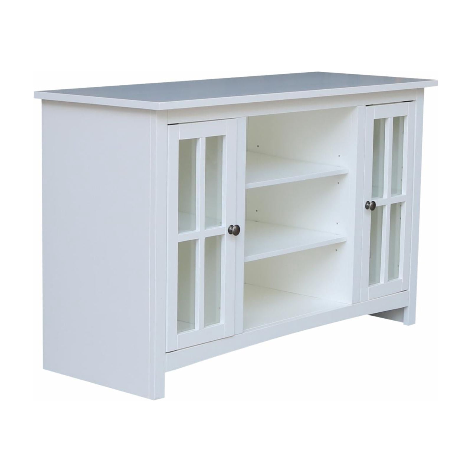 Entertainment/TV Stand with Open Shelves and 2 Doors in White - 48" Height