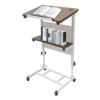 BONTEC 25.6 x 17.7 Inch Mobile Stand Up Desk, Podium, Rolling Standing Desk  Up to 33LBS with Wheels and Stoppers, Laptop Standing Desk Height