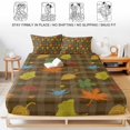 thumbnail image 5 of Cal.King Size Fitted Sheet Set - Thanksgiving Fall 3 Piece Bedding Sets 16" Deep Pocket Fitted Sheet with 2 Pillowcases, Maple Leaf Botanical Autumn Brown Plaid Brushed Microfiber Hotel Bed Sheets, 5 of 9