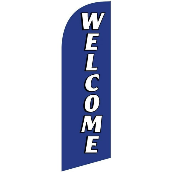 Real Estate Welcome Feather Banner Flag Sign with Flag Pole, Ground Stake, and Travel Bag, 8ft Tall