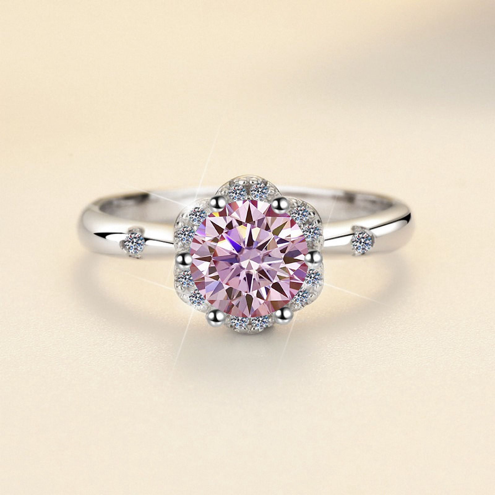 1 Carat Moissanite Wedding Ring for Women Engagement Rings for Women Diamond 18K White Gold Plated 925 Sterling Silver Moissanite Diamond Promise Rings Womens Diamond Ring