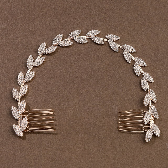 Nvzi Horquillas para el pelo de boda con flores para novias, peinetas con perlas de cristal, pinzas para el pelo, tocado, accesorios para el pelo de boda dorados, joyas - doradas