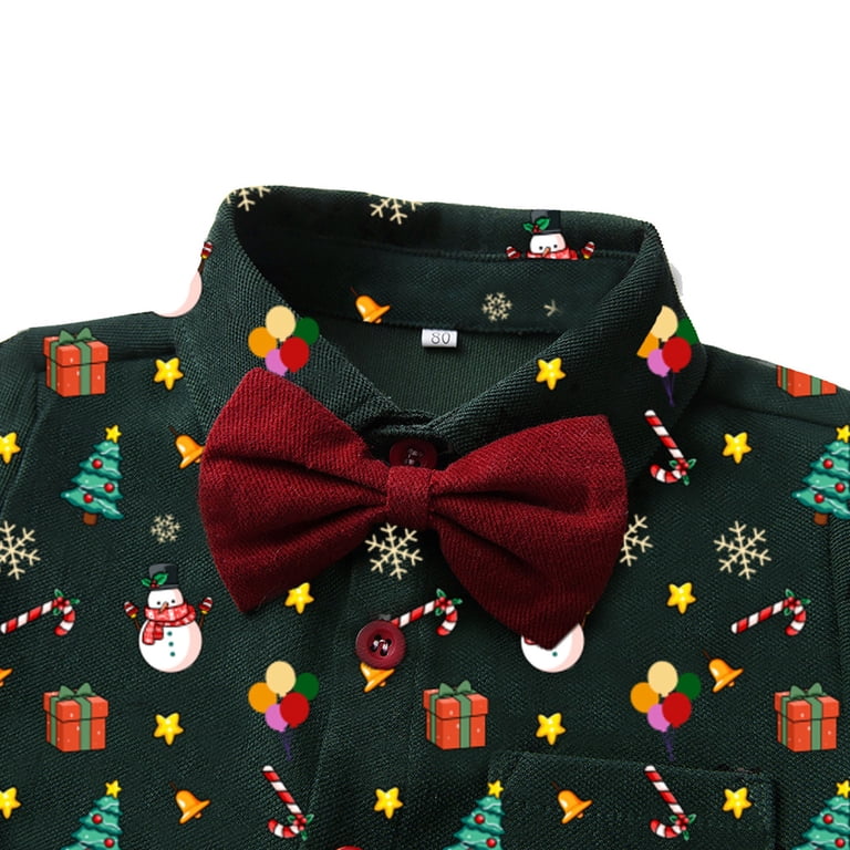 yocbz Boys Christmas Outfit Boys Christmas Outfit Dress Shirt with Bowtie  and Suspender Pants Formal Wedding Ring Bearer Clothes 2PCS Green,Size for  13-14 Years - Walmart.com