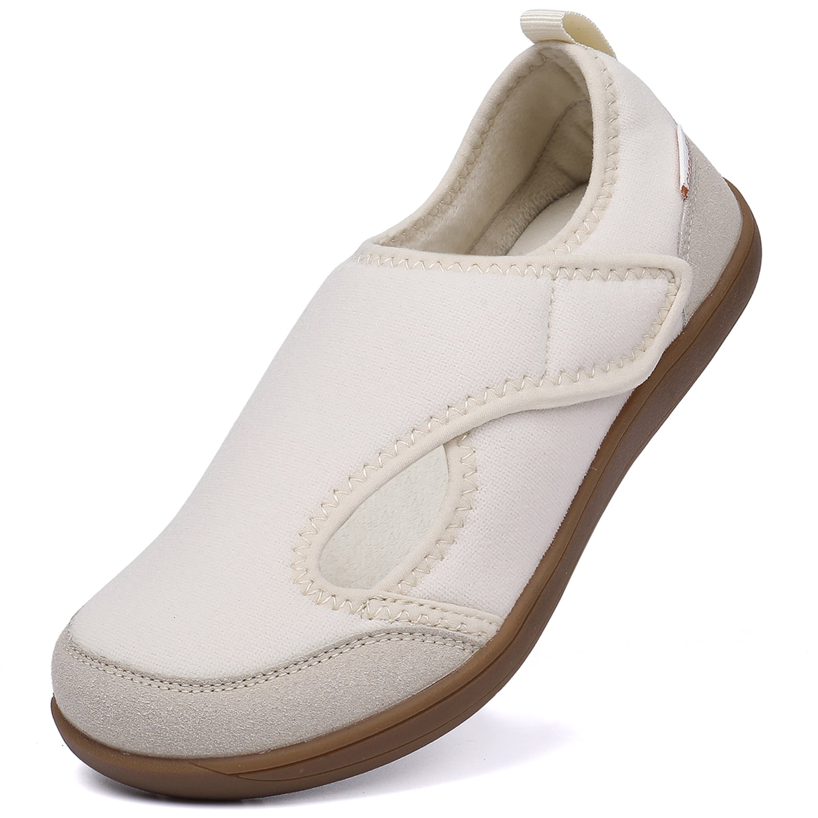House Shoes Diabetic Shoes Womens Winter Fleece Slippers Wide Width 6，Beige