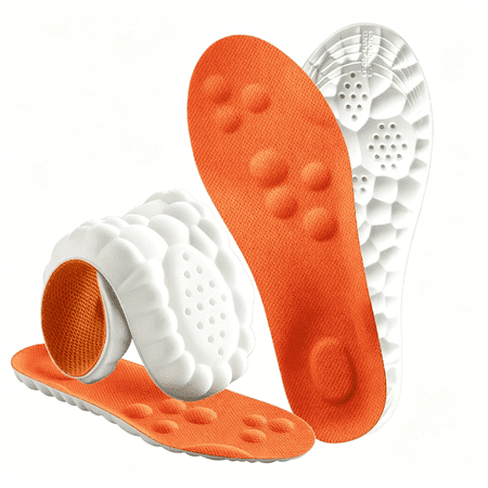 TELOLY Insoles,Cloud Massage Shoe Stepper Insoles for for Women Men,Memory Foam Insole with Arch Support for All-Day Comfort Relieves Foot Fatigue (Orange,Men 9-10.5/Women 10.5-12)