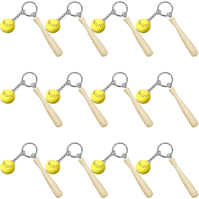 LLavero de sóftbol Mini bate de madera llavero de sóftbol llaveros de sóftbol para niñas equipo de sóftbol deportes fiesta favores 12 piezas Namotu CZYD-HQ60