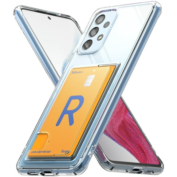 Ringke Fusion Card Case Compatible with Samsung Galaxy A53 5G, Transparent Hard Back Built-in Slim Card Holder Wallet - Clear