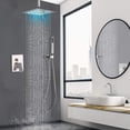 thumbnail image 5 of Shower Faucet Set 8" LED Rainfall Head Combo Kit Valve Wall Mount Brushed Nickel, 5 of 19