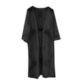 thumbnail image 6 of JIAYUE Women's Swimsuit Cover-Ups Half Sleeve Cardigan Solid Color Lace Knee Length Embroidered Top Holiday Bathing Suit Cover Up Cardigan, 6 of 6