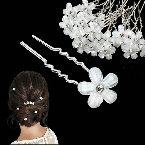 40 horquillas para el pelo de boda, pasadores de pelo con flores de diamantes de imitación, horquillas en forma de U para boda, graduación, novia, dama de honor, mujeres y niñas